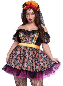 Catrina Kostüm Bunt Für Damen In Großer Größe -Kulturen & Traditionen Verkäufe catrina kostum bunt fur damen in groer groe 2