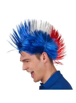 Dreifarbige Punkie Frankreich Perücke Für Erwachsene
