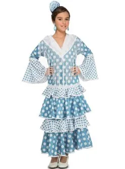 Flamencotänzerin Kostüm Türkis Für Mädchen