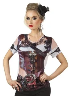 Fotorealistisches Steampunk T-Shirt Für Damen
