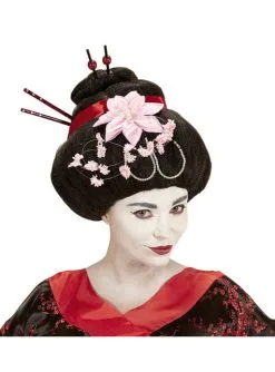 Geisha Perücke Mit Blumen Für Damen