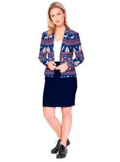 Weihnachtsjacke Blau Für Damen - Opposuits