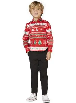"Wonderland" Weihnachtshemd Rot Für Jungen - Opposuits