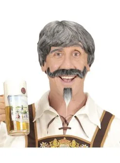 Titelseite 27 Perücke Mit Schnurrbart Und Kinnbart Grauhaarig Für Herren