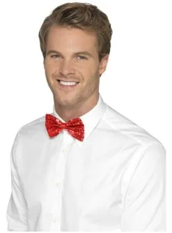 Rote Pailletten Fliege