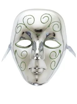 Silbermaske Mit Grünem Glitzer