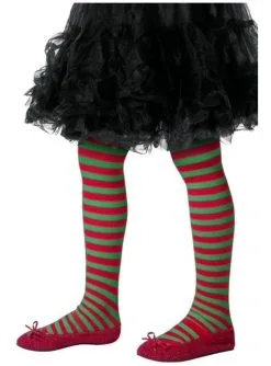 Weihnachtself Strumpfhose Rot-grün Für Kinder