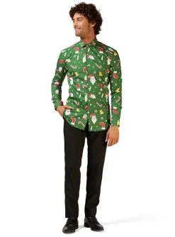 "Santaboss" Weihnachtshemd Grün - Opposuits