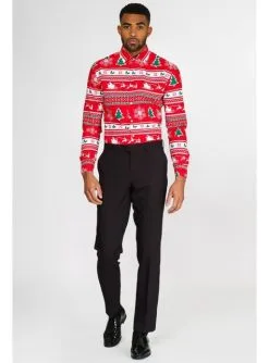 "Wonderland" Weihnachtshemd Rot - Opposuits